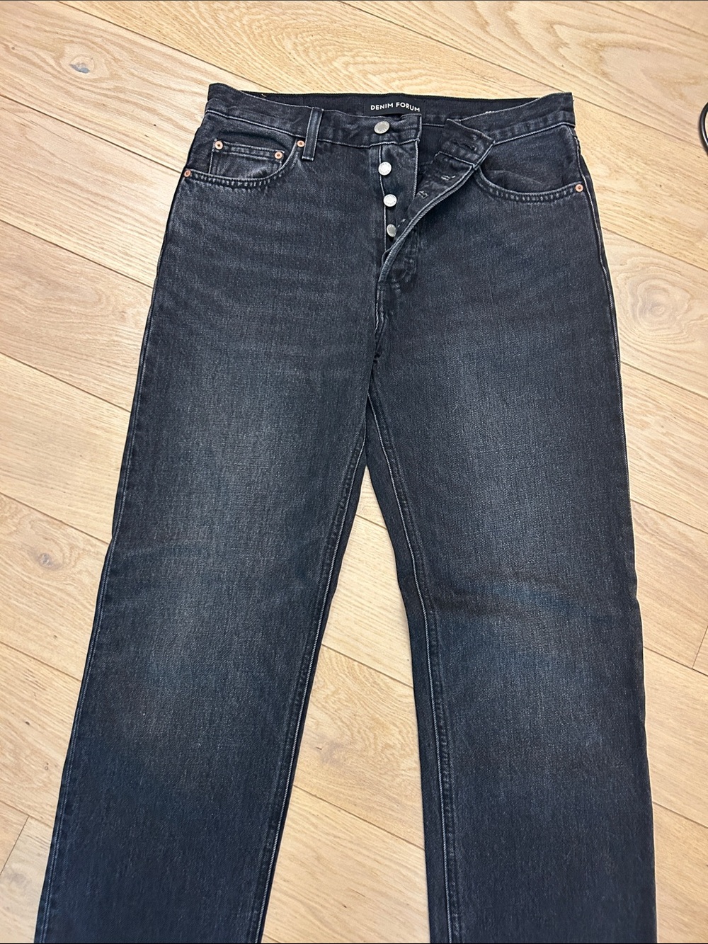 Denim Forum Dark Charcoal Patti Mid Rise Straight 31L Jeans - Picture 2 of 4
